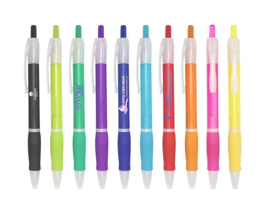 P042 Promotion soft rubber grip Plastic Ball Pen custom logo ballpoint pen