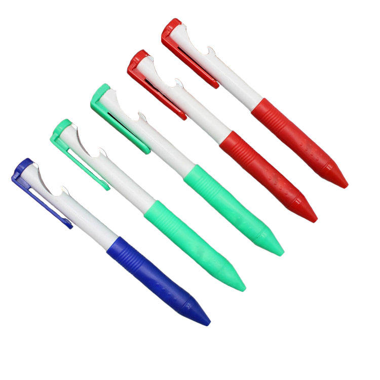 P050 Creative Hotel Advertising Pen Reinforcement C Type Plastic Bottle Opener Ball Pen