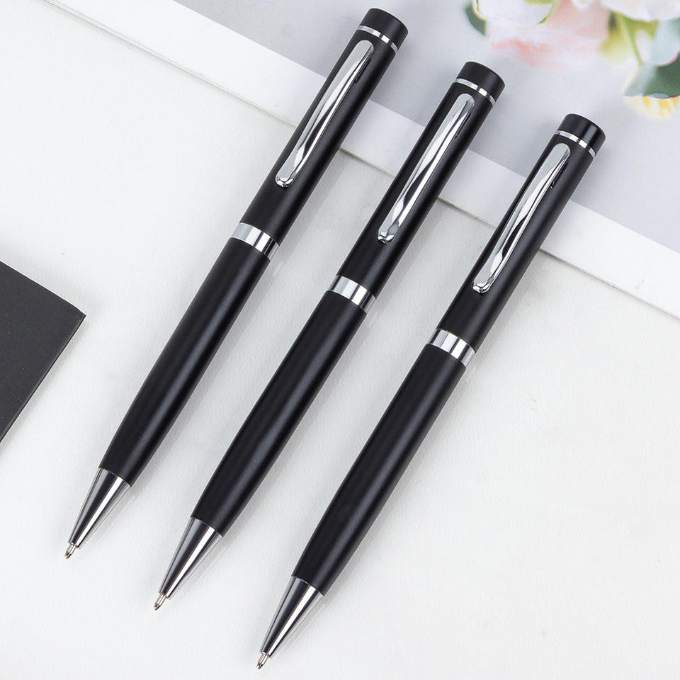 M027 New Design Promotional Logo Pen Matt Black Pen