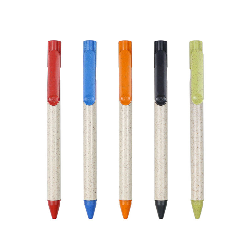 E010 Eco-friendly Material Promotional Ball Pens Click Wheat Straw Ball Pen