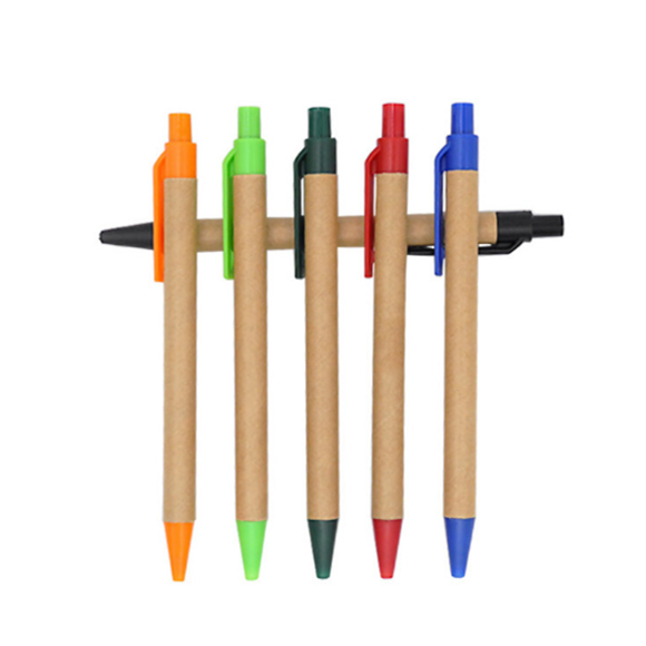 E015 Promotional School Stationery Kraft Paper Ballpoint Pen with logo